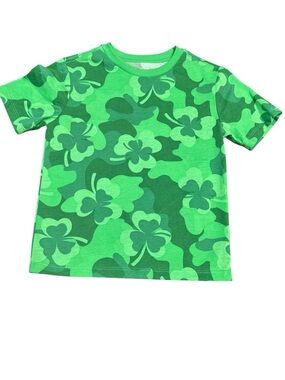 Kids Short-Sleeve Shamrock Print Tee in Green size XS 4/5 NWT